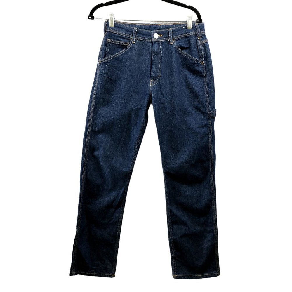 H&M Teen Girls Size 18 Carpenter Jeans Blue Dark Wash Straight Leg High‎ Rise